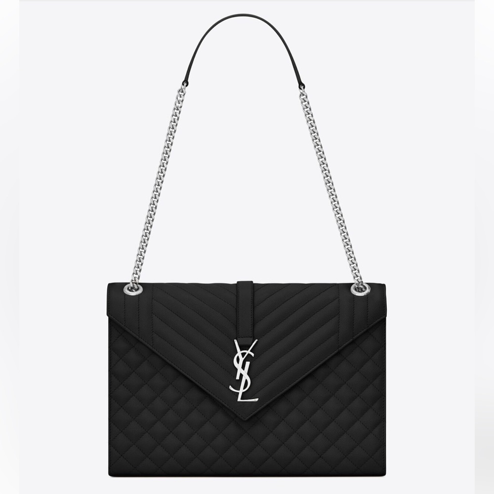Saint Laurent Envelope Large Bag with Silver Hardware